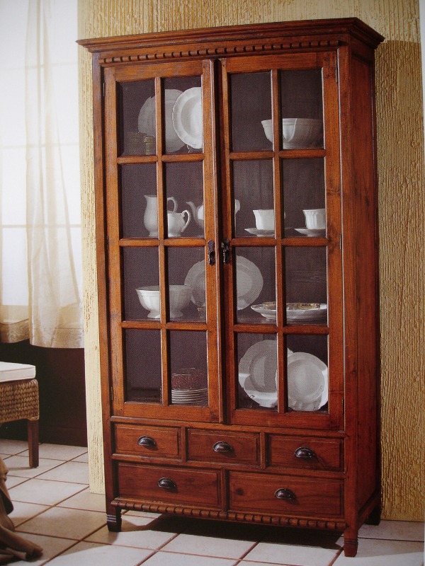 Artikel Vitrine aus Teakholz - 279 - Wohnen Mediterran mit Rattanmöbel und Flechtmöbel in Glonn bei München - Bayern