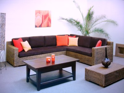 Artikel Rattansofa - Larissa/Ecke - Wohnen Mediterran mit Rattanmöbel und Flechtmöbel in Glonn bei München - Bayern
