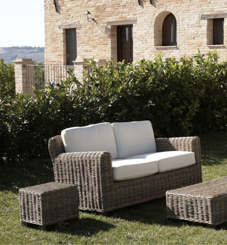 Artikel 2-Sitzer Rattan Sofa - Beni - Wohnen Mediterran mit Rattanmöbel und Flechtmöbel in Glonn bei München - Bayern