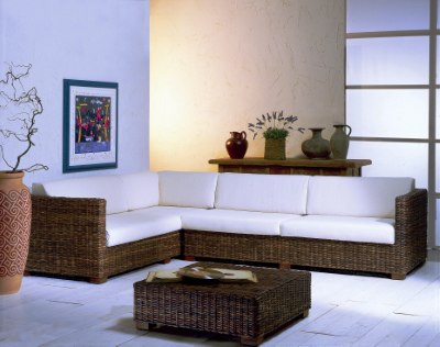 Artikel Rattanecksofa - Paris - Wohnen Mediterran mit Rattanmöbel und Flechtmöbel in Glonn bei München - Bayern