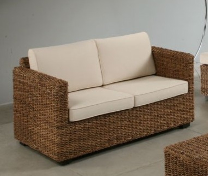 Artikel 2-Sitzer Sofa, Abaca-Geflecht - Adonis - Wohnen Mediterran mit Rattanmöbel und Flechtmöbel in Glonn bei München - Bayern