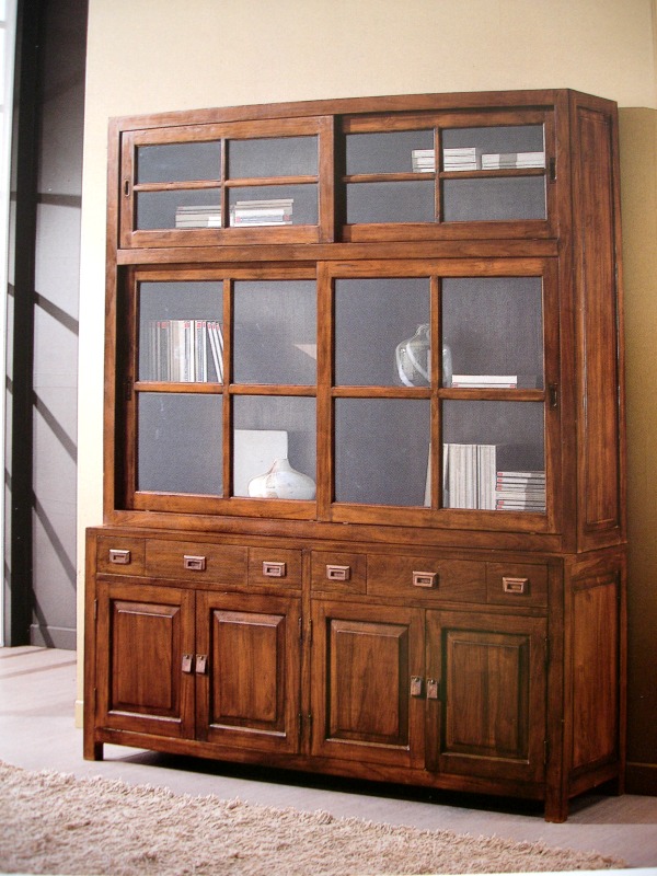 Artikel Vitrine aus Teakholz - 380 - Wohnen Mediterran mit Rattanmöbel und Flechtmöbel in Glonn bei München - Bayern